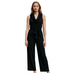 White House Black Market Elegant Black Jumpsuit tie waist